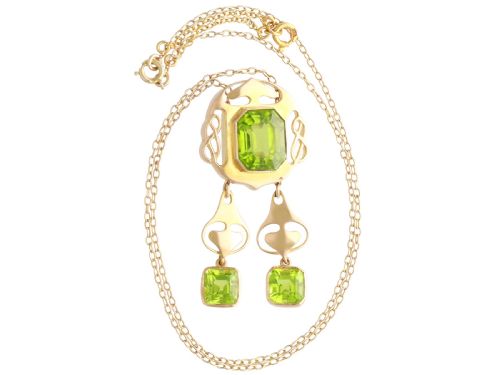 ANTIQUE ARTS AND CRAFTS STYLE 1481CT PERIDOT AND 15CT YELLOW GOLD NECKLACE CIRCA 1900 - ADDITIONAL PHOTO 5