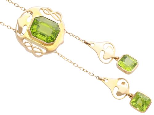 ANTIQUE ARTS AND CRAFTS STYLE 1481CT PERIDOT AND 15CT YELLOW GOLD NECKLACE CIRCA 1900 - ADDITIONAL PHOTO 6
