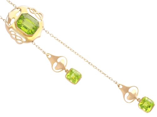 ANTIQUE ARTS AND CRAFTS STYLE 1481CT PERIDOT AND 15CT YELLOW GOLD NECKLACE CIRCA 1900 - ADDITIONAL PHOTO 7