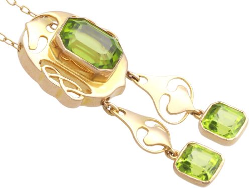 ANTIQUE ARTS AND CRAFTS STYLE 1481CT PERIDOT AND 15CT YELLOW GOLD NECKLACE CIRCA 1900 - ADDITIONAL PHOTO 8