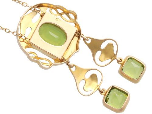 ANTIQUE ARTS AND CRAFTS STYLE 1481CT PERIDOT AND 15CT YELLOW GOLD NECKLACE CIRCA 1900 - ADDITIONAL PHOTO 9