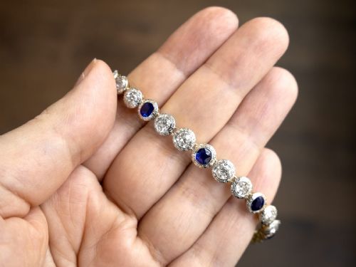 ANTIQUE 178CT SAPPHIRE AND 305CT DIAMOND 18CT YELLOW GOLD BRACELET CIRCA 1930 - ADDITIONAL PHOTO 3
