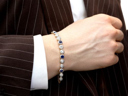 ANTIQUE 178CT SAPPHIRE AND 305CT DIAMOND 18CT YELLOW GOLD BRACELET CIRCA 1930 - ADDITIONAL PHOTO 5