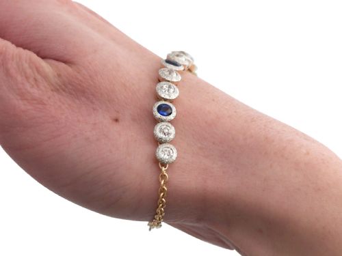 ANTIQUE 178CT SAPPHIRE AND 305CT DIAMOND 18CT YELLOW GOLD BRACELET CIRCA 1930 - ADDITIONAL PHOTO 19