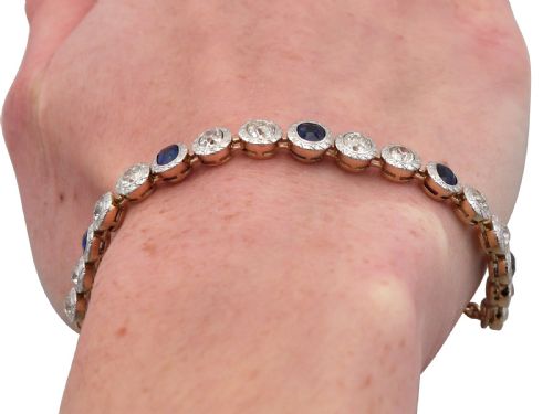 ANTIQUE 178CT SAPPHIRE AND 305CT DIAMOND 18CT YELLOW GOLD BRACELET CIRCA 1930 - ADDITIONAL PHOTO 20