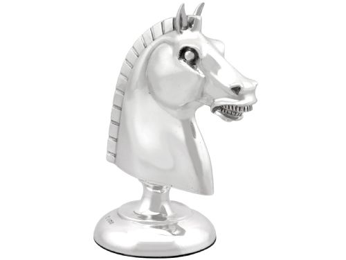 ANTIQUE GEORGE V STERLING SILVER CHESS KNIGHT DESK PAPERWEIGHT - ADDITIONAL PHOTO 8