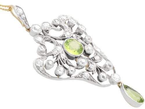 ANTIQUE ART NOUVEAU 302CT PERIDOT AND 341CT DIAMOND 14CT YELLOW GOLD PENDANT BROOCH CIRCA 1890 - ADDITIONAL PHOTO 6