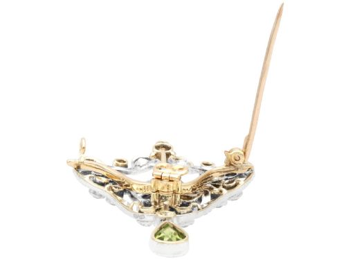 ANTIQUE ART NOUVEAU 302CT PERIDOT AND 341CT DIAMOND 14CT YELLOW GOLD PENDANT BROOCH CIRCA 1890 - ADDITIONAL PHOTO 8