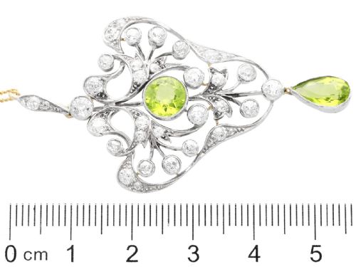 ANTIQUE ART NOUVEAU 302CT PERIDOT AND 341CT DIAMOND 14CT YELLOW GOLD PENDANT BROOCH CIRCA 1890 - ADDITIONAL PHOTO 9