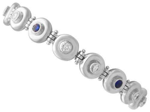 Vintage 0.72ct Sapphire and 1.80ct Diamond 18ct White Gold Bracelet Circa 1960