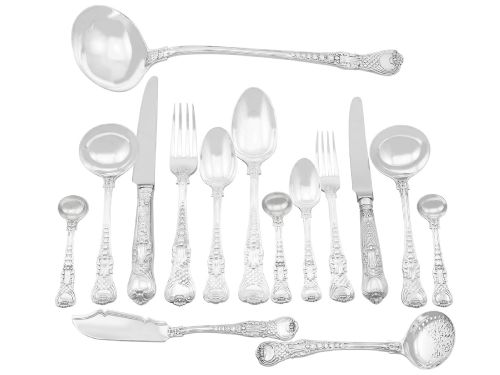 Antique Sterling Silver Canteen of Cutlery for Thirty Persons