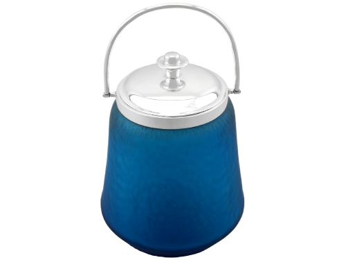 fig 2. Antique Victorian Sterling Silver and Blue Glass Biscuit Barrel (1896)