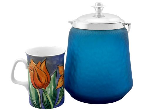 fig 3. Antique Victorian Sterling Silver and Blue Glass Biscuit Barrel (1896)