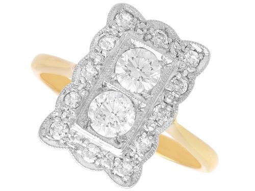 Antique 0.97ct Diamond and 18ct Yellow Gold Dress Ring Circa 1930