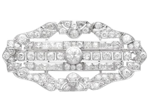 Antique Art Deco 8.64ct Diamond and Platinum Brooch Circa 1935