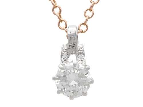 Antique 1.11ct Diamond and Platinum Solitaire Pendant Circa 1930