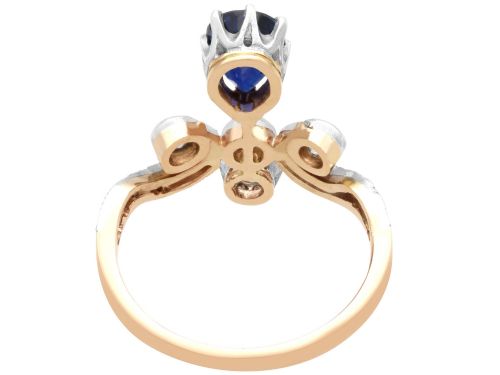 fig 8. Antique 1.25ct Basaltic Sapphire and 1.48ct Diamond 14ct Yellow Gold Tiara Ring Circa 1900