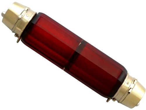 fig 1. Antique Red Glass and Silver Scent Bottle Circa 1880