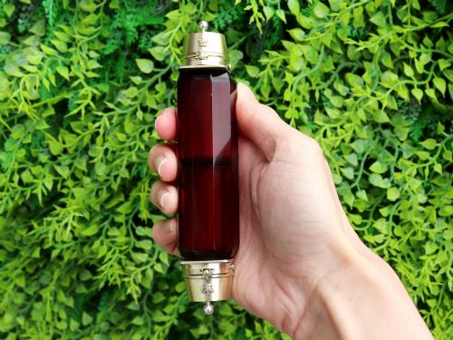 fig 2. Antique Red Glass and Silver Scent Bottle Circa 1880