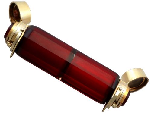 fig 4. Antique Red Glass and Silver Scent Bottle Circa 1880