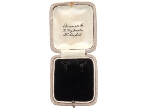 fig 8. Natural Saltwater Pearl and 1.00ct Diamond 14ct Yellow Gold Drop Earrings - Antique Circa 1910