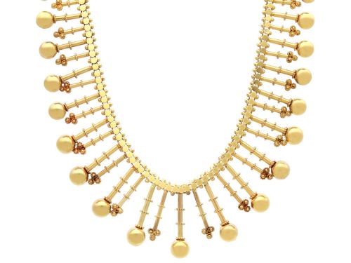 18ct Yellow Gold Fringe Necklace - Antique Victorian