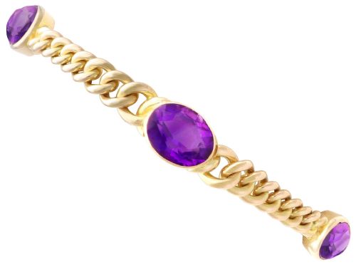 4.35ct Amethyst and 15ct Yellow Gold Bracelet - Antique Victorian