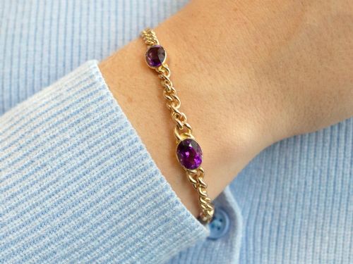 fig 3. 4.35ct Amethyst and 15ct Yellow Gold Bracelet - Antique Victorian