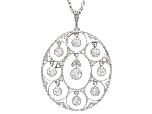 1.03ct Diamond and Platinum Pendant - Antique Circa 1920