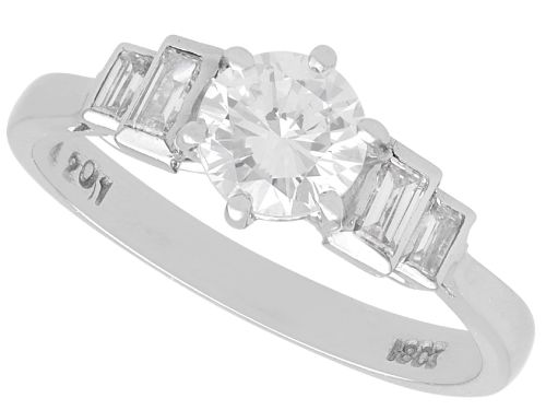 1.03ct Diamond and 18ct White Gold Solitaire Ring - Art Deco - Antique Circa 1920