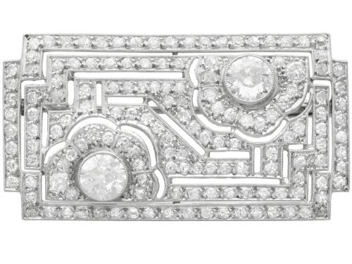 5.54ct Diamond and Platinum Brooch - Art Deco - Antique Circa 1930