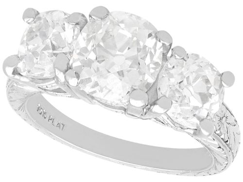 4.55ct Diamond and Platinum Trilogy Ring - Antique and Vintage