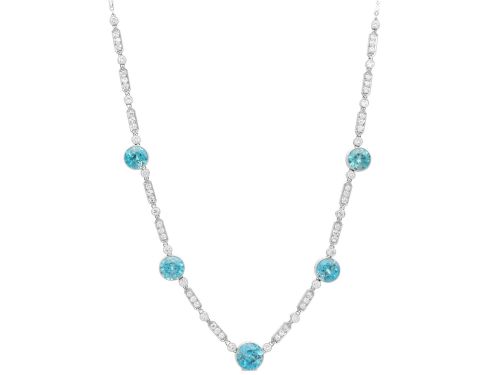 12.25ct Zircon, 2.70ct Diamond and Platinum Chain Necklace - Antique Circa 1920