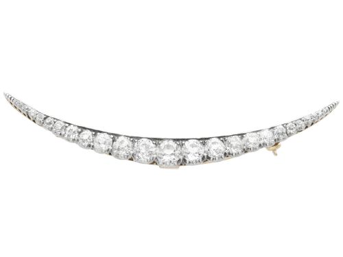 Antique 5.62ct Diamond and 9ct Yellow Gold Crescent Brooch Circa 1900
