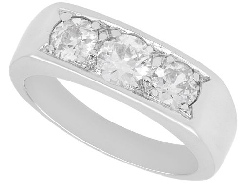 Antique 1.16ct Diamond and 18ct White Gold Trilogy Ring Circa 1930
