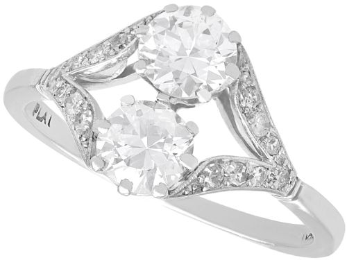 Antique 1.35ct Diamond and Platinum Two Stone Ring Circa 1925