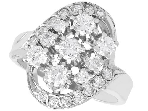 Vintage 1.76ct Diamond and 14ct White Gold Dress Ring Circa 1950