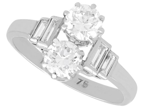 Antique Art Deco 1.29ct Diamond and 18ct White Gold Ring Circa 1925