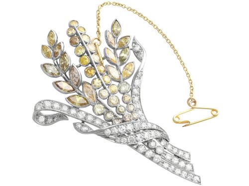 Antique 9.45ct Diamond and Palladium Flower Spray Brooch Circa 1920