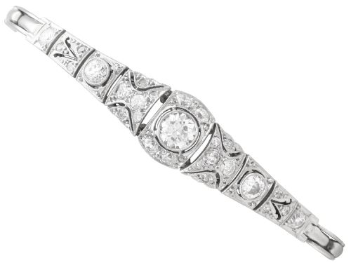 Antique 1.59ct Diamond and 18ct White Gold Bracelet Circa 1925