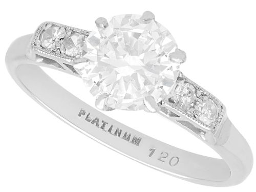 Vintage 1.36ct Diamond and Platinum Solitaire Ring Circa 1945