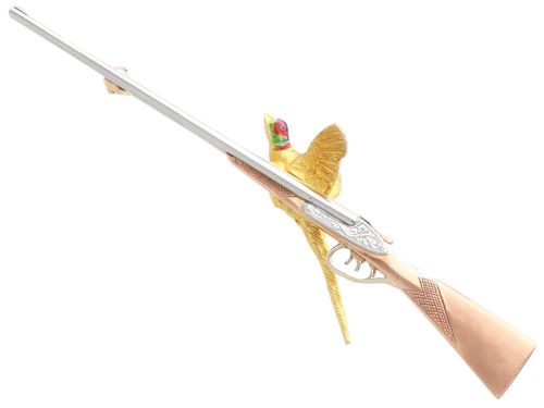 Vintage Enamel and 9ct Gold Pheasant and Shotgun Brooch (1964)