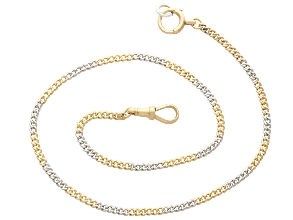 Antique 18ct Yellow Gold and Platinum Ladies Fob Watch Chain Circa 1910