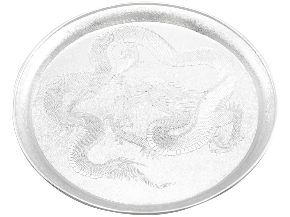 Antique Chinese Export Silver Salver Circa 1890