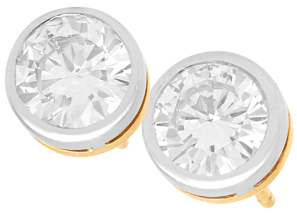 Antique 1.37ct Diamond and 18ct Yellow Gold Stud Earrings Circa 1920