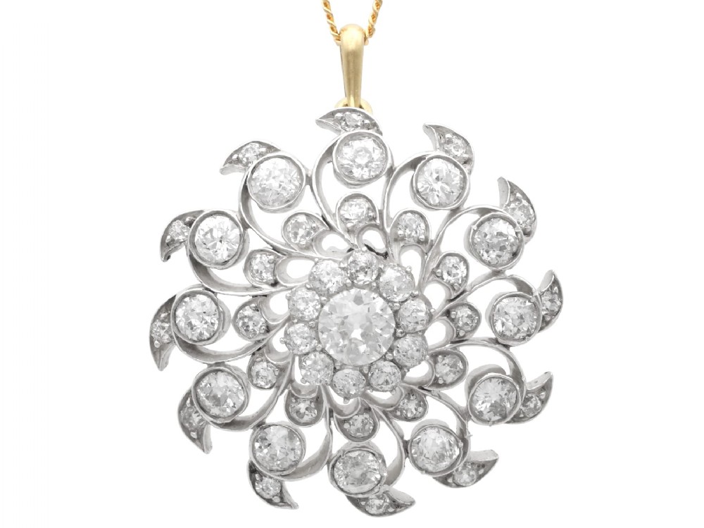 Antique 6.10ct Diamond and 9ct Yellow Gold Brooch/Pendant Circa 1885