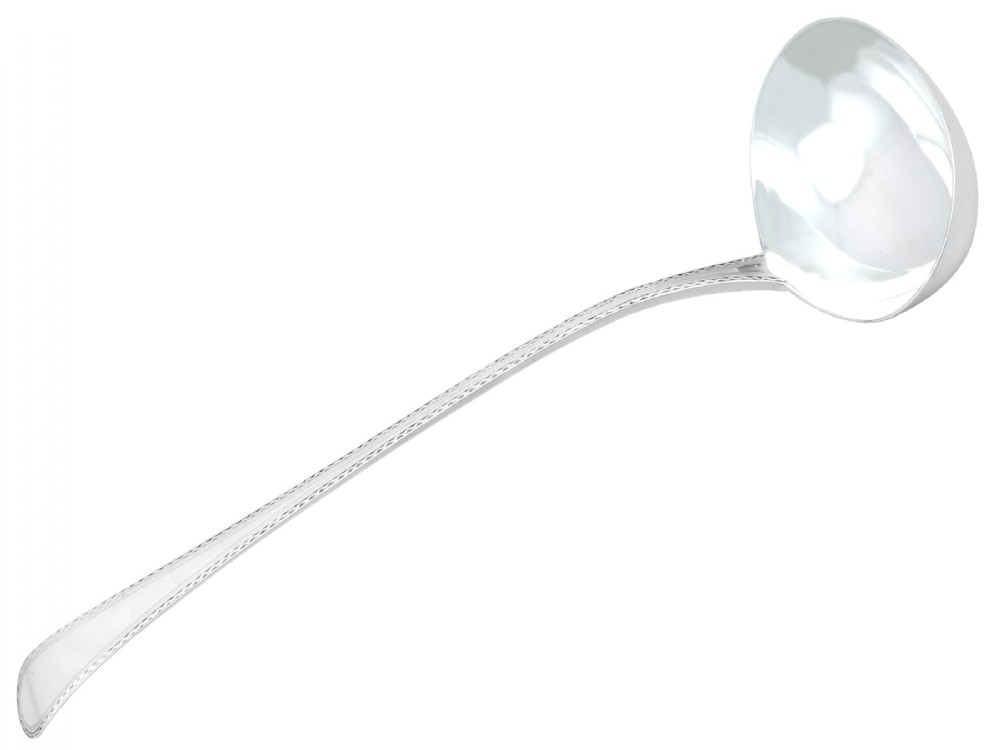 Antique George III Sterling Silver Old English Pattern Soup Ladle by Hester Bateman 