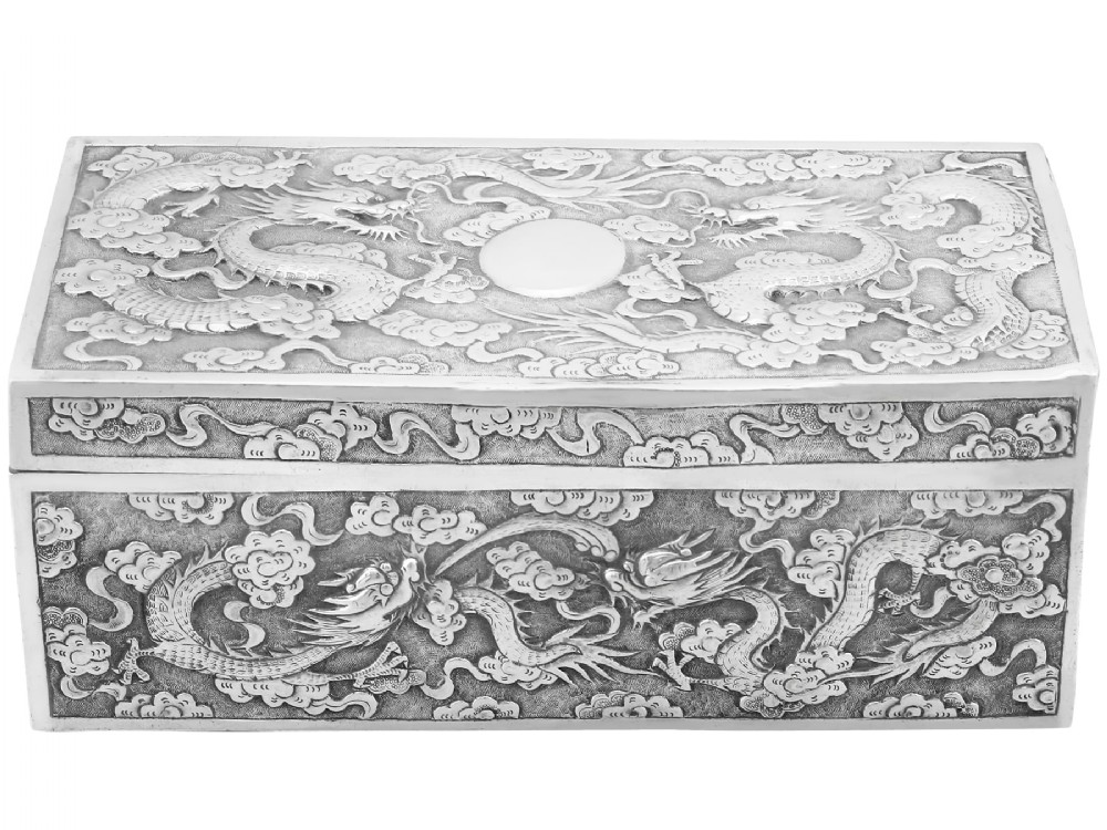 Antique Chinese Export Silver Box Circa 1880