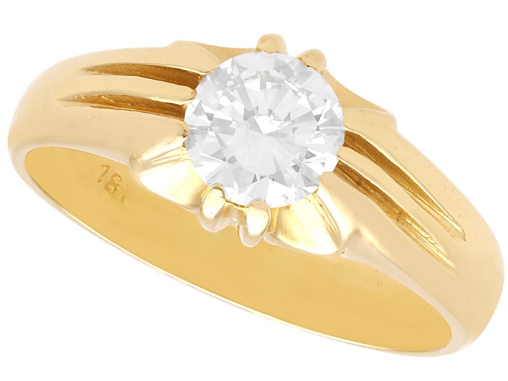 Antique 1.13ct Diamond and 18ct Yellow Gold Solitaire Ring Circa 1930