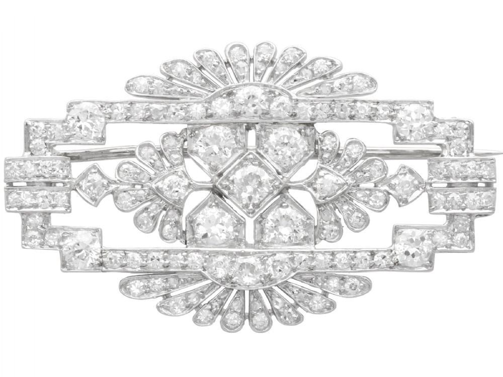 Antique Art Deco 4.52ct Diamond and Platinum Brooch Circa 1930